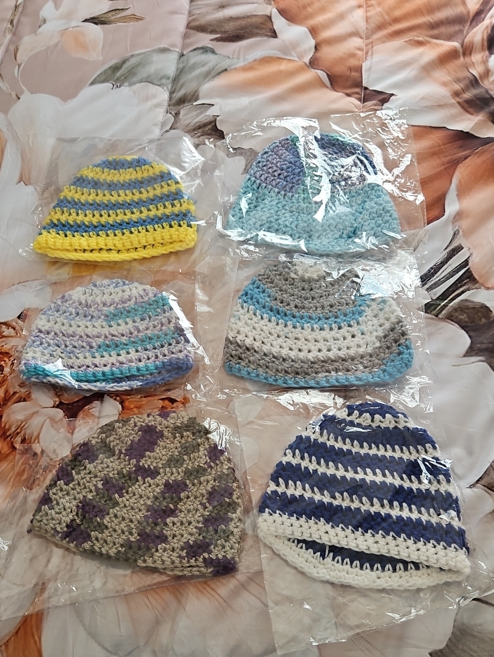 Infant HATS WINTER set Of 6 Hand Made. NEW Great Gifts